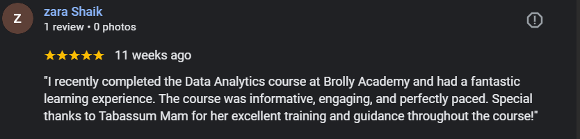 Testimonial of student